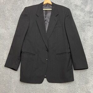 Jones New York Blazer Mens 42R Charcoal Grey Excellent 100% Wool Golden Twist